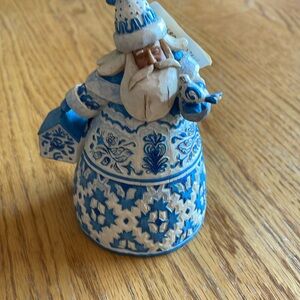 Jim Shore Blue and White Santa Bell Ornament New with tags